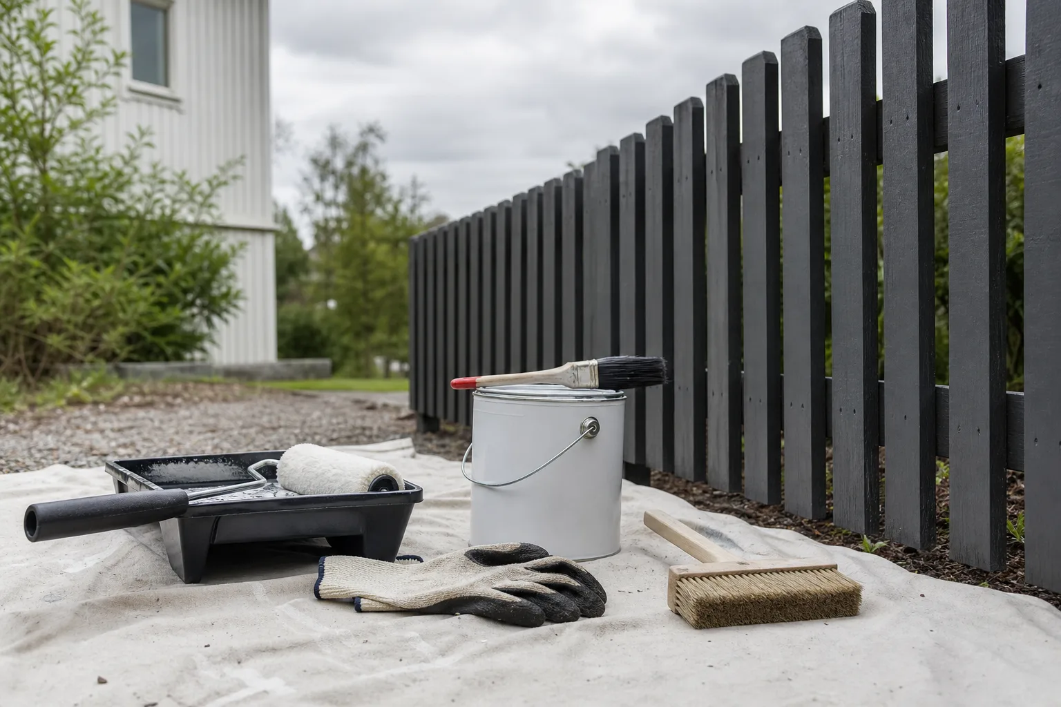 Måla staket extra i svensk vardagsmiljö