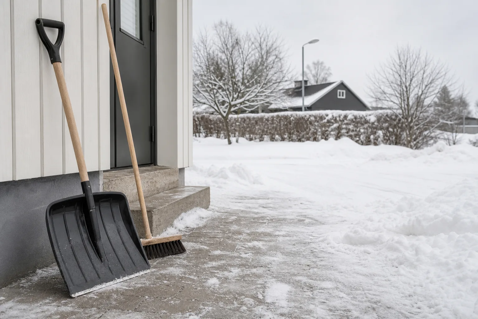 Skotta snö extra i svensk vardagsmiljö